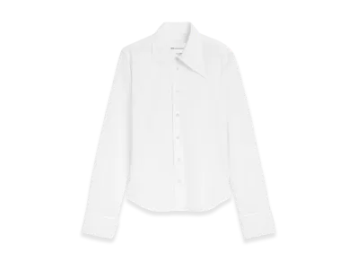 AMI PARIS Blended Silk Sharp Collar Adjusted Shirt "White"