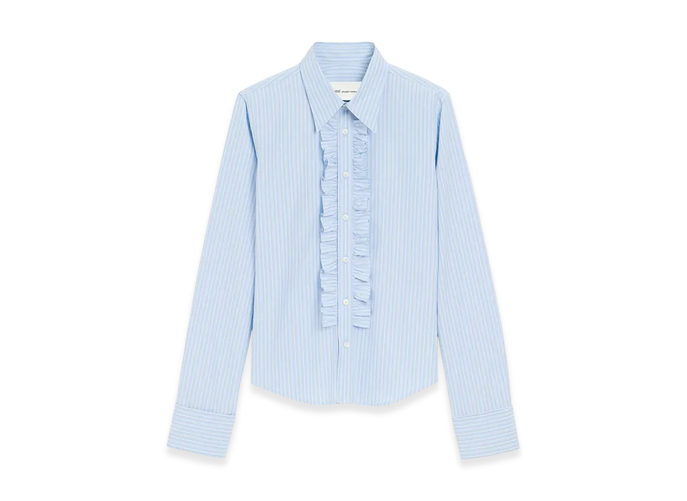 AMI PARIS Cotton Long Sleeve Ruffled Adjusted Shirt "Blue"