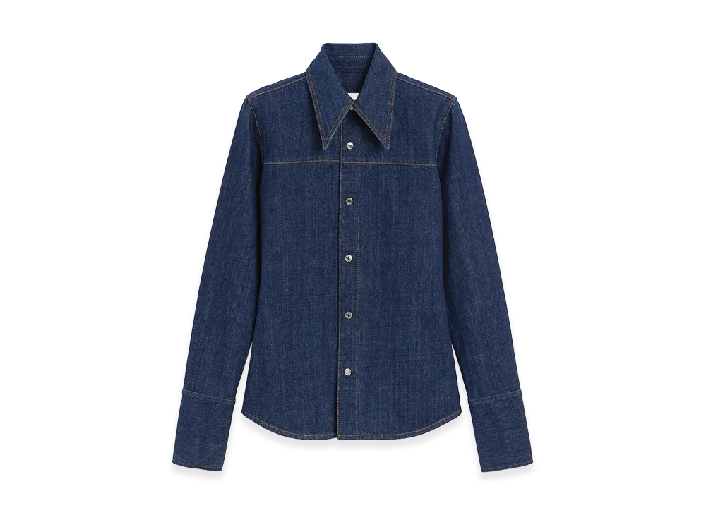 AMI PARIS Cotton Sharp Collar Shirt "Blue"
