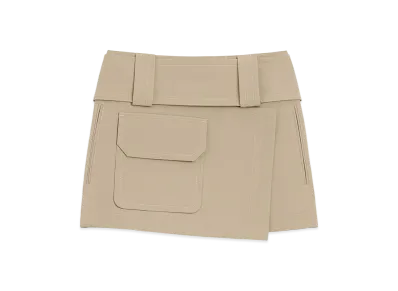 AMI PARIS Cotton Wrap Mini Skirt "Beige"