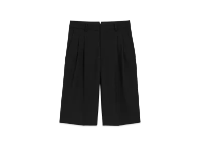 AMI PARIS New Wool Low Waist Wide Bermuda Shorts "Black"