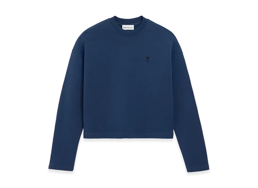 AMI PARIS Cotton Ami De Coeur Cropped Sweatshirt "Blue"