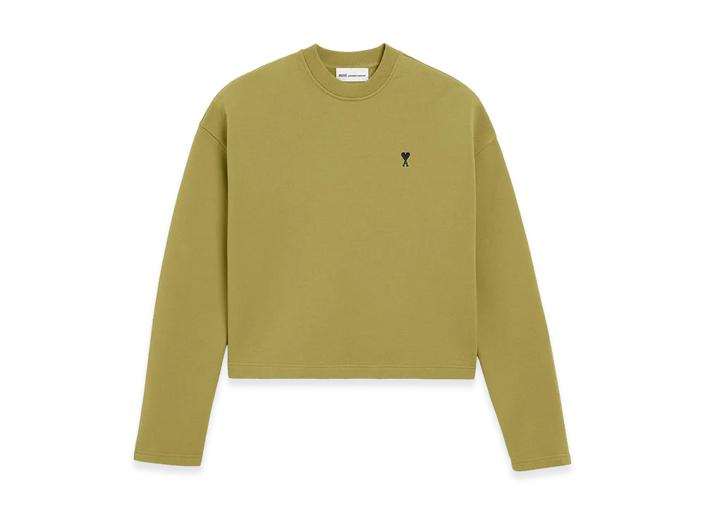 AMI PARIS Cotton Ami De Coeur Cropped Sweatshirt "Green"