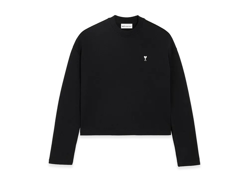 AMI PARIS Cotton Ami De Coeur Cropped Sweatshirt "Black"