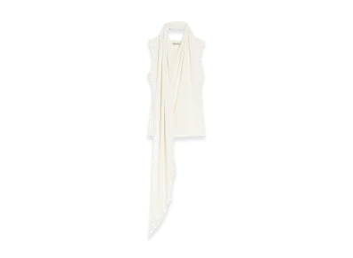 AMI PARIS Jersey Sleeveless Lavalliere Top "White"