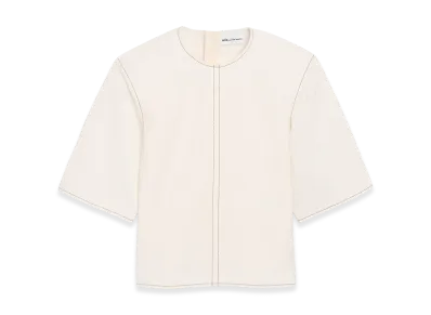 AMI PARIS Cotton Short Sleeves Fitted Top "White"
