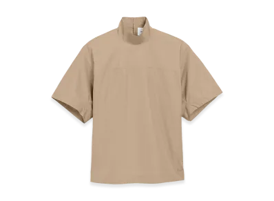 AMI PARIS Cotton Stand Up Collar Buttoned T Top "Beige"