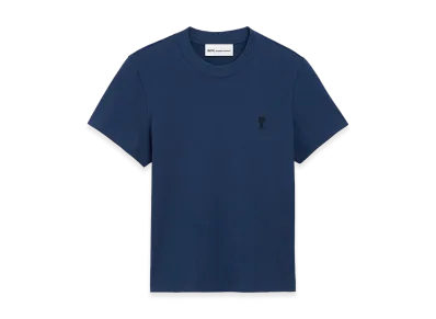 AMI PARIS Cotton Ami De Coeur Cropped T-Shirt "Blue"