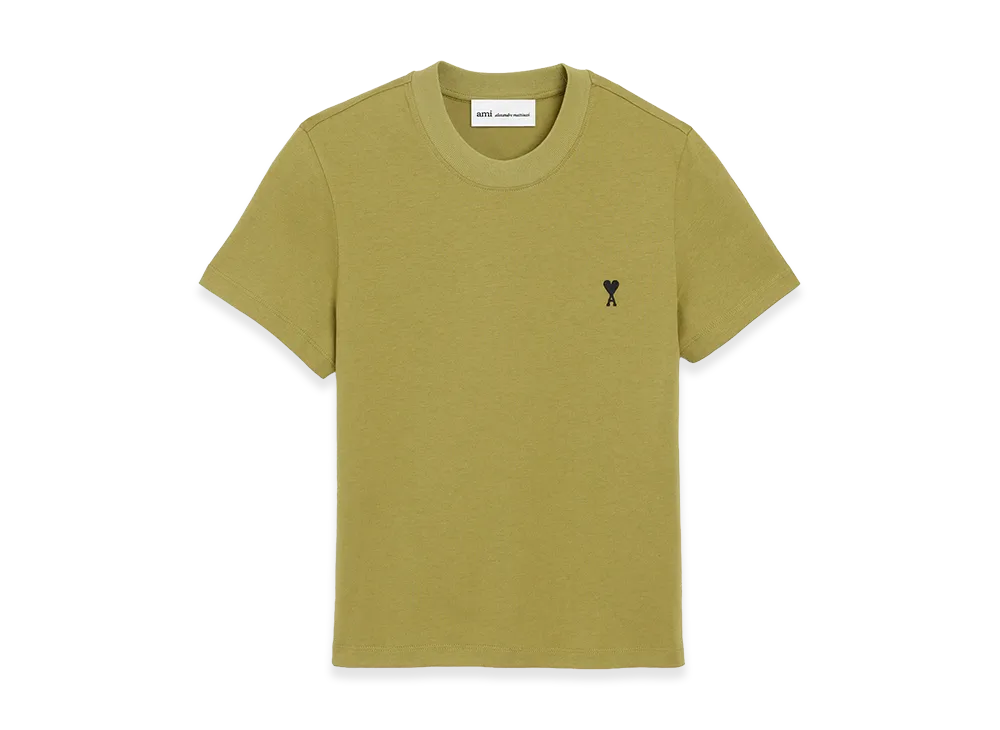 AMI PARIS Cotton Ami De Coeur Cropped T-Shirt "Green"