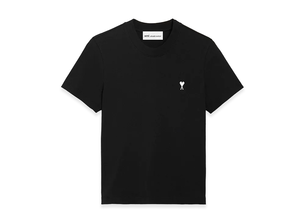 AMI PARIS Cotton Ami De Coeur Cropped T-Shirt "Black"