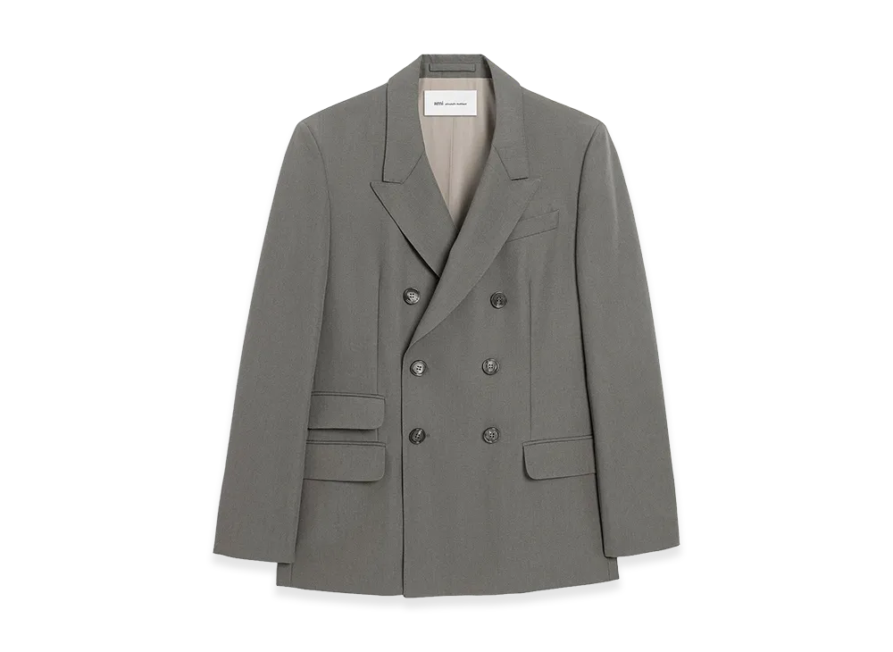 AMI PARIS New Wool Double Breasted Straight Jacket "Grey"