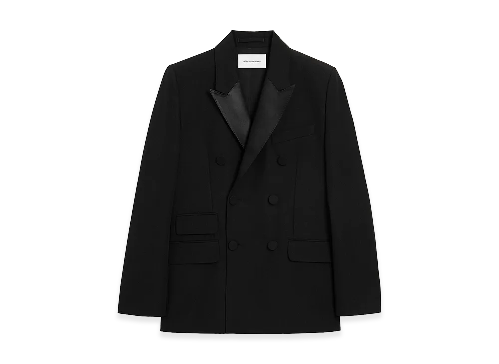 AMI PARIS New Wool Double Breasted Straight Smocking Jacket "Black"