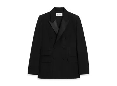 AMI PARIS New Wool Double Breasted Straight Smocking Jacket "Black"