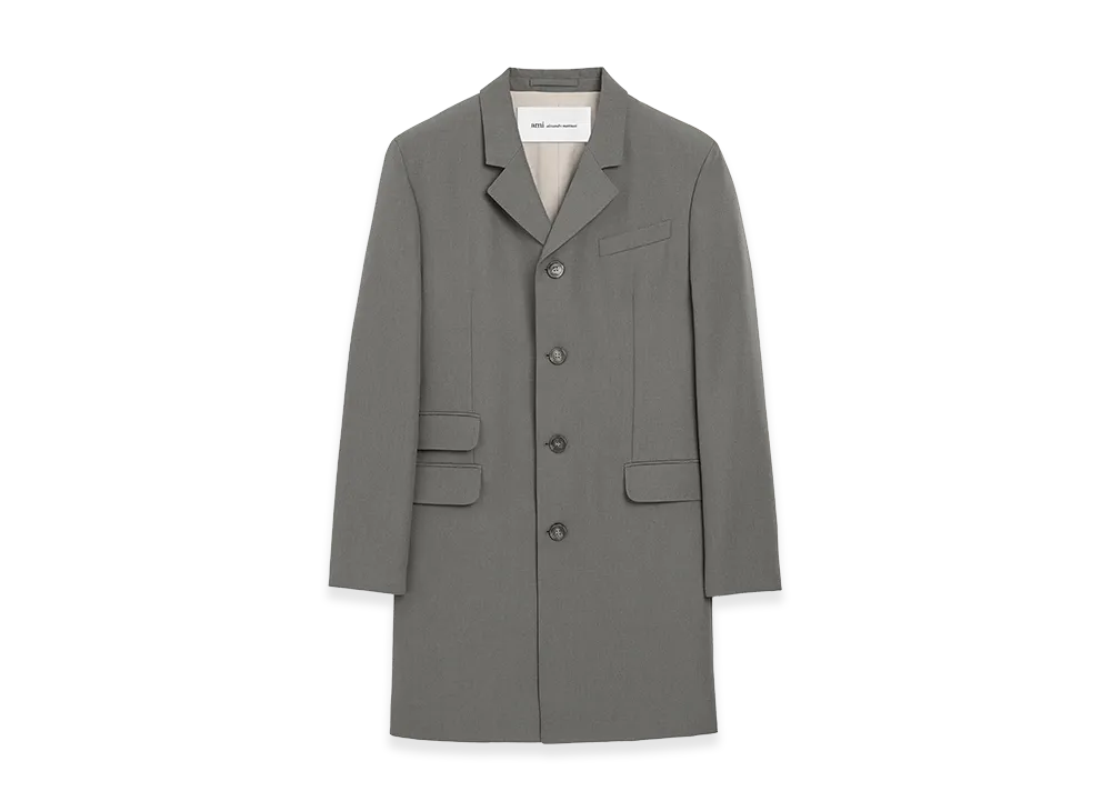 AMI PARIS New Wool Straight Simple Breasted Coat "Grey"