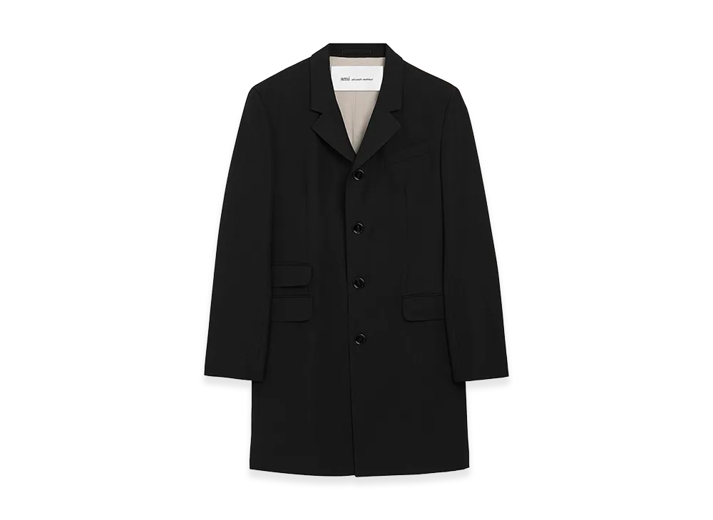 AMI PARIS New Wool Straight Simple Breasted Coat "Black"
