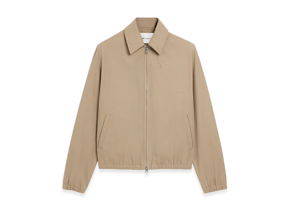 AMI PARIS Cotton Ami De Coeur Zipped Jacket "Beige"