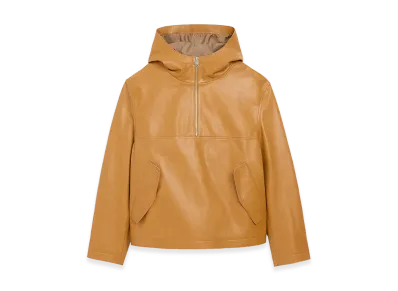 AMI PARIS Cow Leather Hooded Jacket "Yellow"
