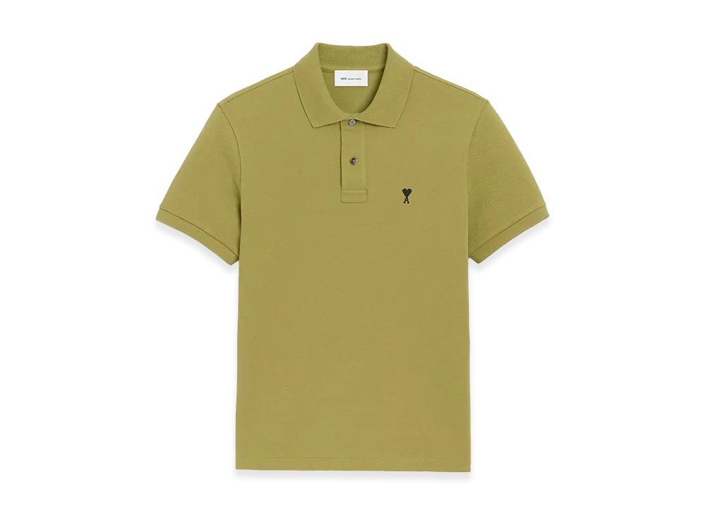 AMI PARIS Cotton Short Sleeves Ami De Coeur Polo Shirt "Green"