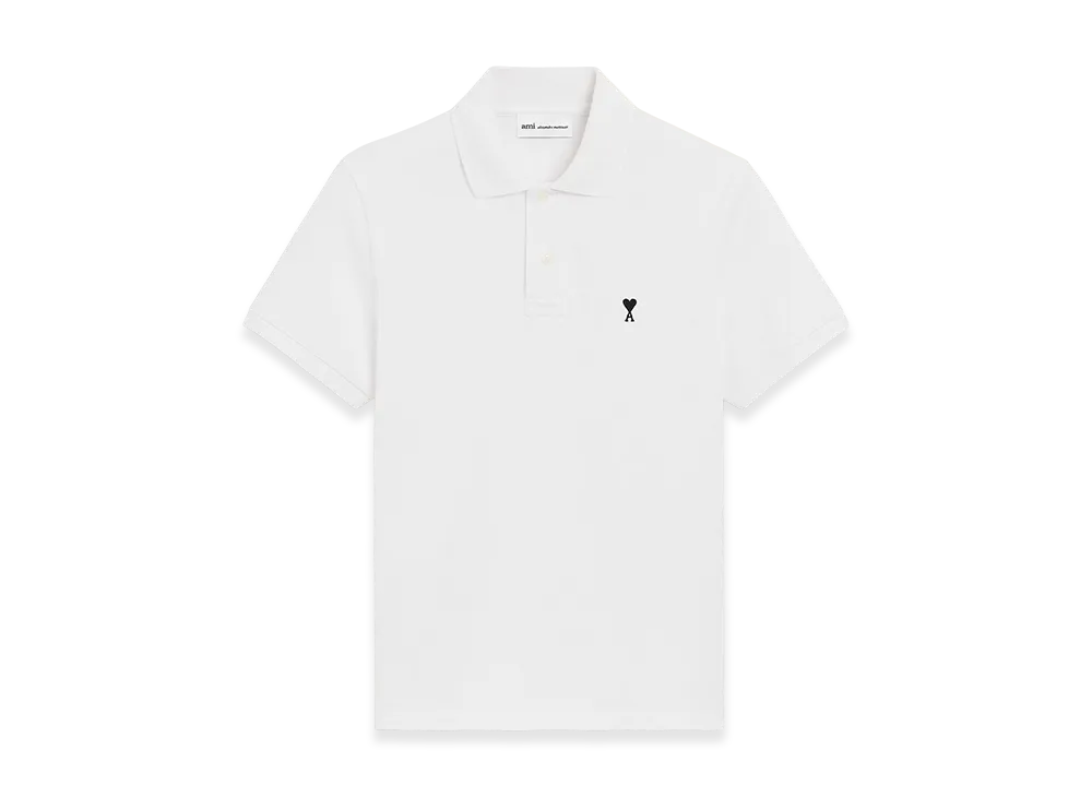 AMI PARIS Cotton Short Sleeves Ami De Coeur Polo Shirt "White"