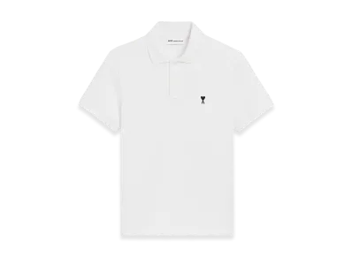 AMI PARIS Cotton Short Sleeves Ami De Coeur Polo Shirt "White"