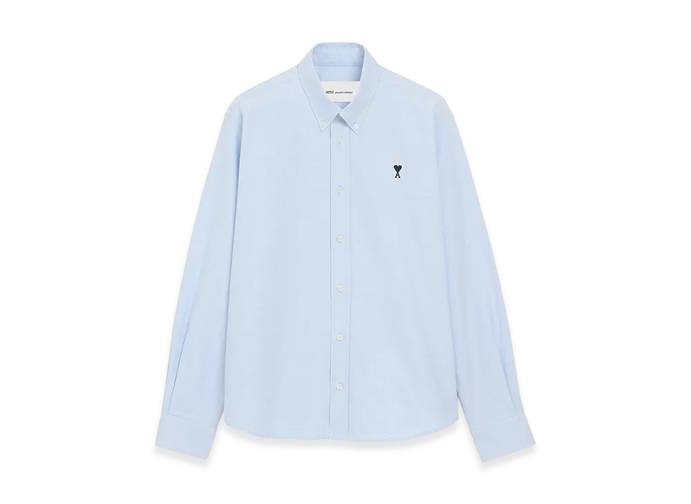 AMI PARIS Cotton Button Down Ami De Coeur Shirt "Blue"