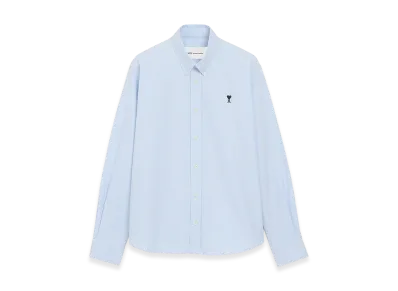 AMI PARIS Cotton Button Down Ami De Coeur Shirt "Blue"