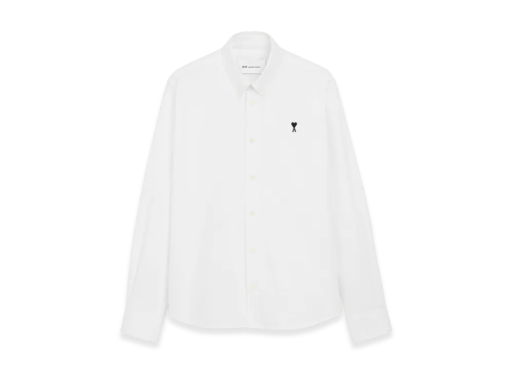 AMI PARIS Cotton Button Down Ami De Coeur Shirt "White"
