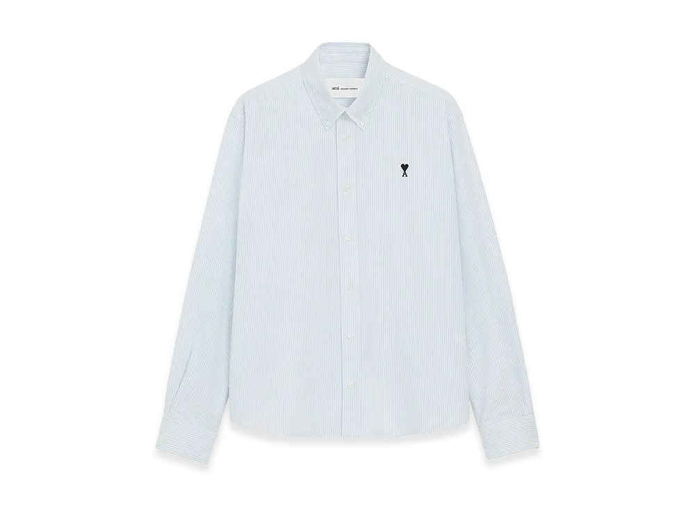 AMI PARIS Cotton Button Down Ami De Coeur Shirt "Blue"