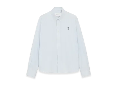 AMI PARIS Cotton Button Down Ami De Coeur Shirt "Blue"
