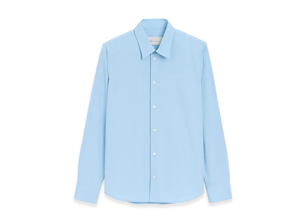 AMI PARIS Cotton Tailor Embroidered Ami De Coeur Shirt "Blue"