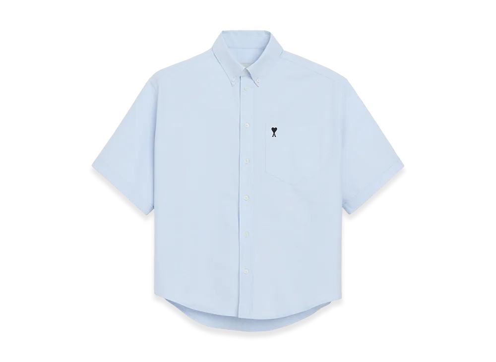 AMI PARIS Cotton Boxy Embroidered Ami De Coeur "Blue"