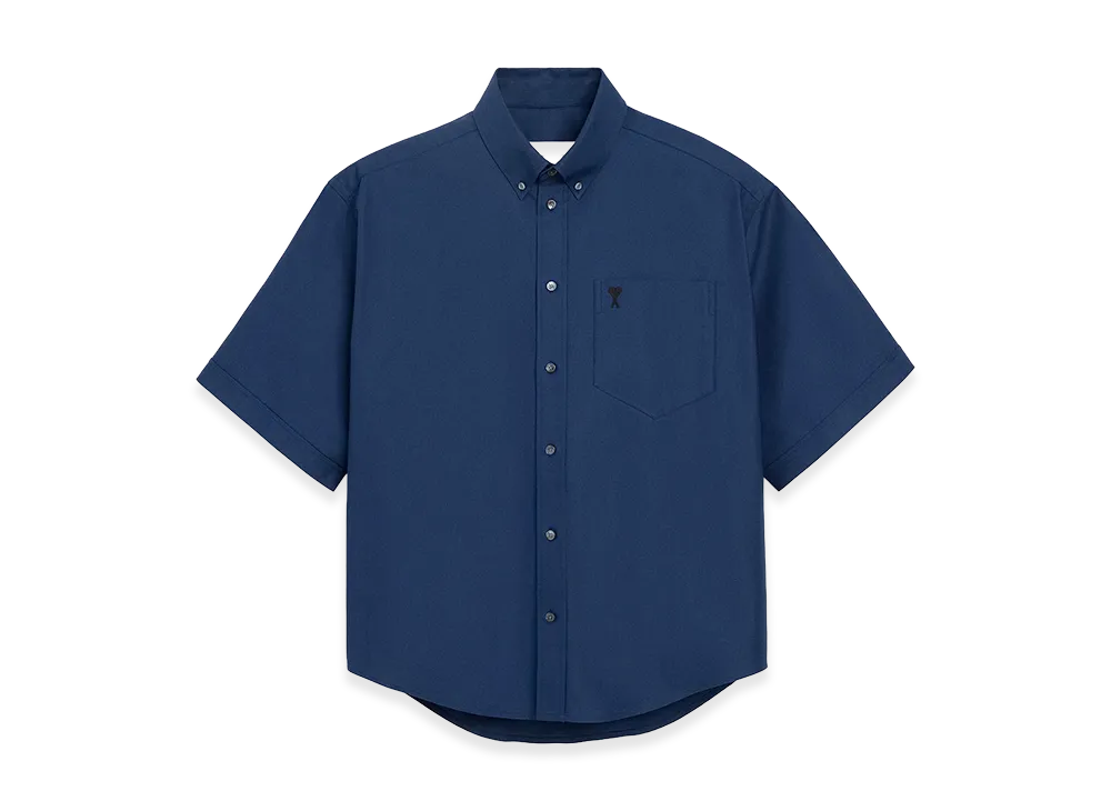 AMI PARIS Cotton Boxy Embroidered Ami De Coeur "Blue"