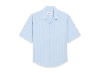 AMI PARIS Cotton Short Sleeve Ami De Coeur Boxy Shirt "Blue"
