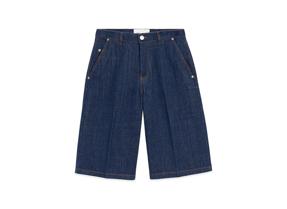 AMI PARIS Cotton Loose Bermuda Shorts "Blue"