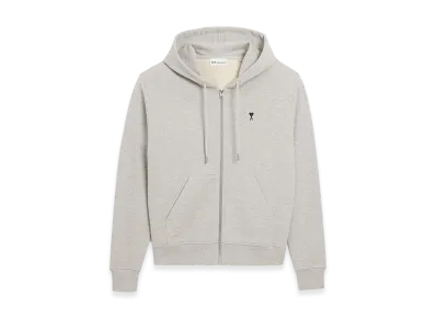 AMI PARIS Cotton Zipped Ami De Coeur Hoodie "Grey"