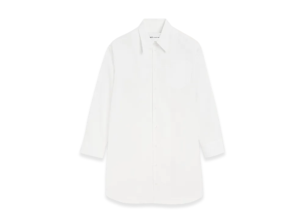 AMI PARIS Cotton Ami De Coeur Wide Shirt Dress "White"