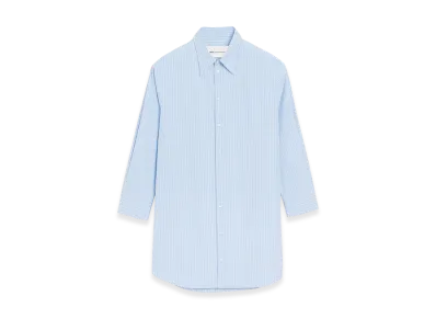 AMI PARIS Cotton Ami De Coeur Wide Shirt Dress "Blue"