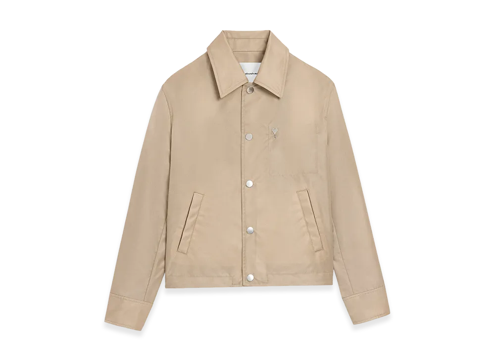 AMI PARIS Nylon Ami De Coeur Stud Buttoned Jacket "Beige"