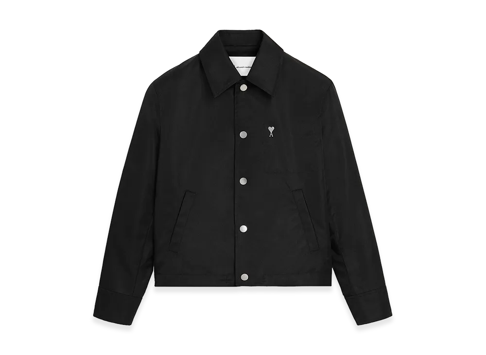 AMI PARIS Nylon Ami De Coeur Stud Buttoned Jacket "Black"