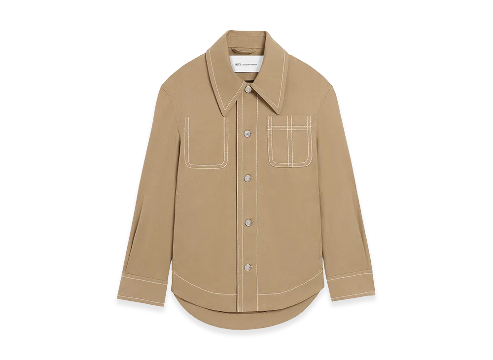 AMI PARIS Cotton Worker Buttoned Jacket "Beige"