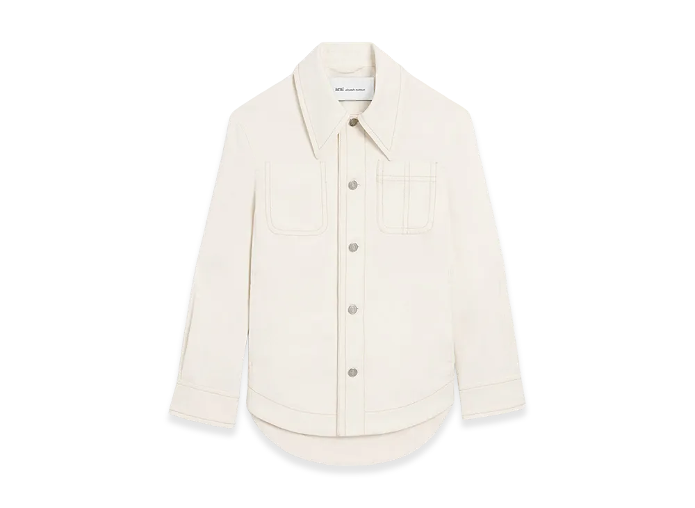 アミパリス コットン ワーカー ボタンジャケット "ホワイト"