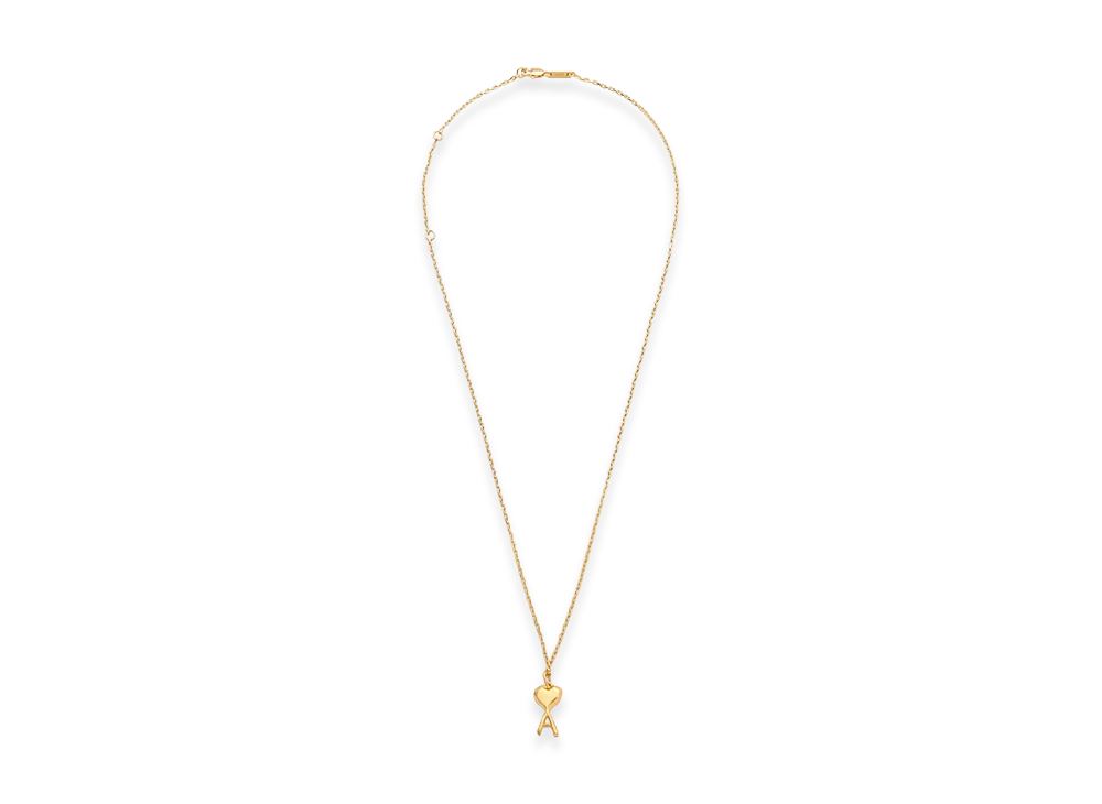 AMI PARIS Brass Thin Hammered Ami De Coeur Necklace "Gold"