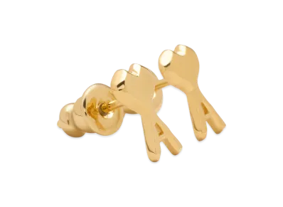 AMI PARIS Brass Ami De Coeur Hammered Earrings "Gold"