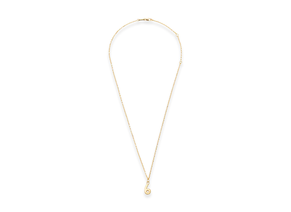 AMI PARIS Brass Hammered 6 Pendant Necklace "Gold"