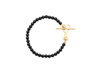 AMI PARIS Brass Summer Pearls Gold Ami De Coeur Bracelet "Black"