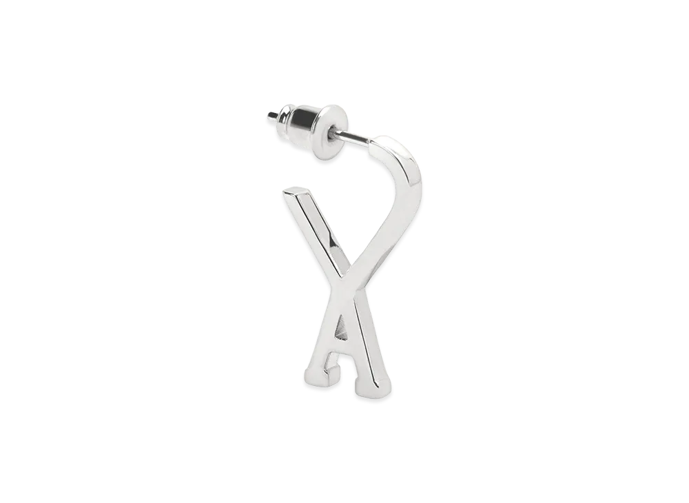 AMI PARIS Brass Small Ami De Coeur Hoops "Silver"