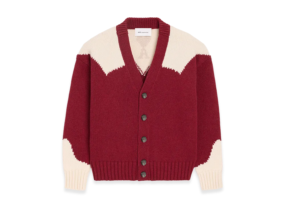 AMI PARIS Wool Ami De Coeur Cardigan "Red"