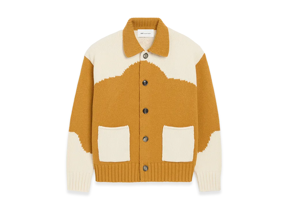 AMI PARIS Wool Ami De Coeur Cardigan "Yellow"