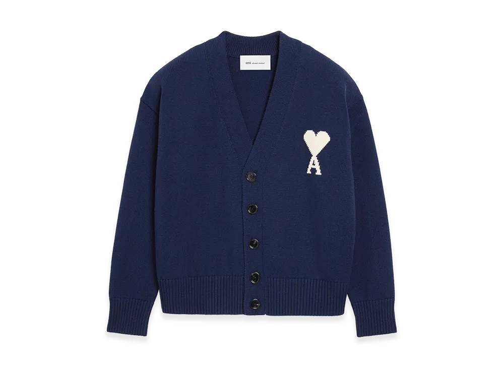AMI PARIS Wool Ami De Coeur Cardigan "Blue"