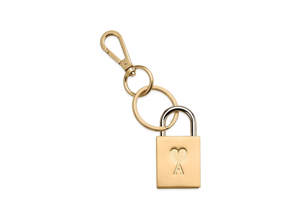 AMI PARIS Metal Ami De Coeur Padlock Keyring "Gold"